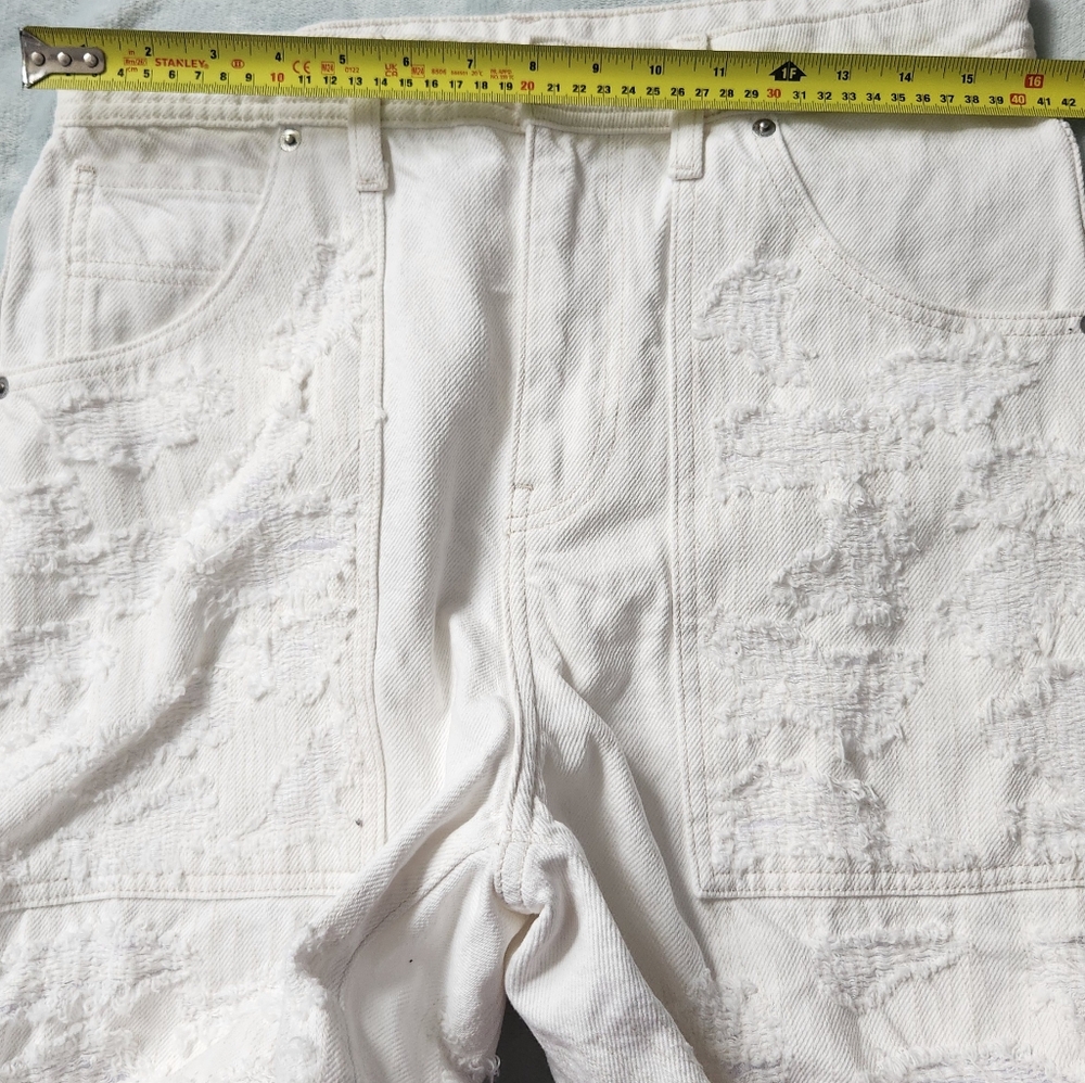 Nwot Textured Rip Cargo Style White Shorts H&M - Picture 3 of 8